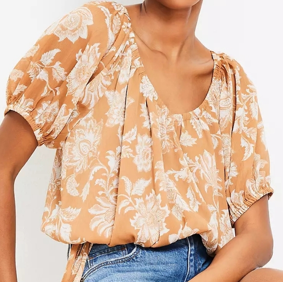 LOFT Tops - Loft Floral Side Tie Bubble Top
